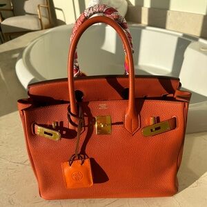Birkin 30 in Orange, Togo leather, gold hardware